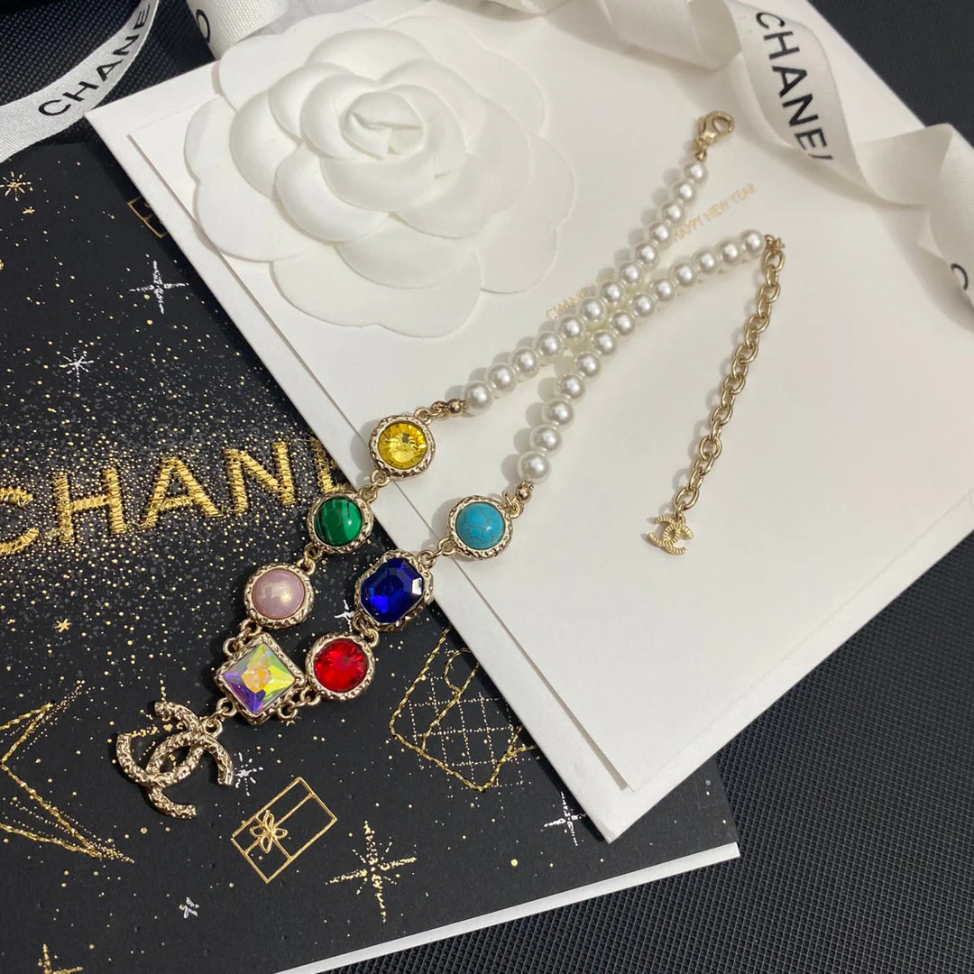 colorful crystal pendant pearl necklace colorful crystal pendant pearl necklace