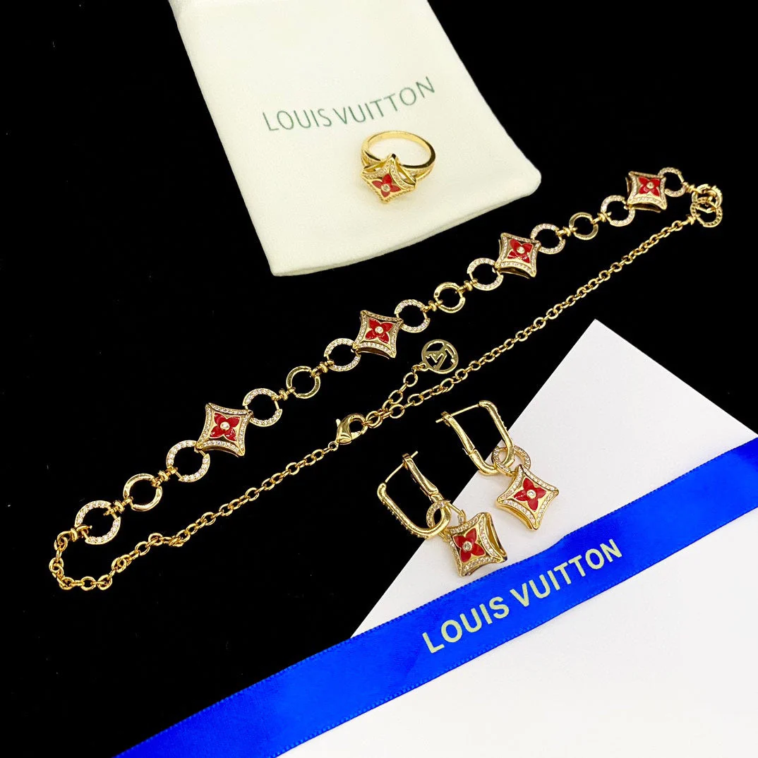 diamond red clover flower jewelry set diamond red clover flower jewelry set