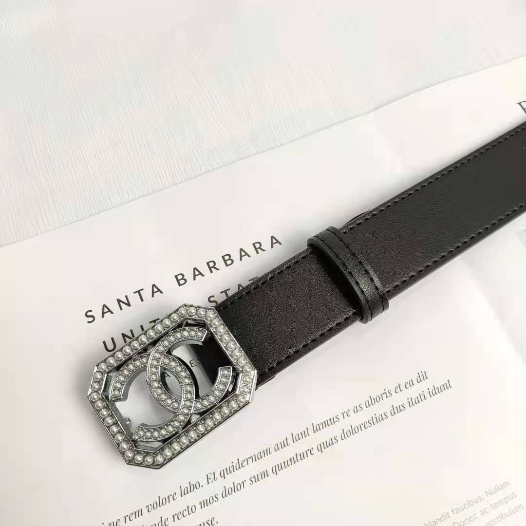 2 colors fashion pearl square buckle leather belt 2 colors fashion pearl square buckle leather belt