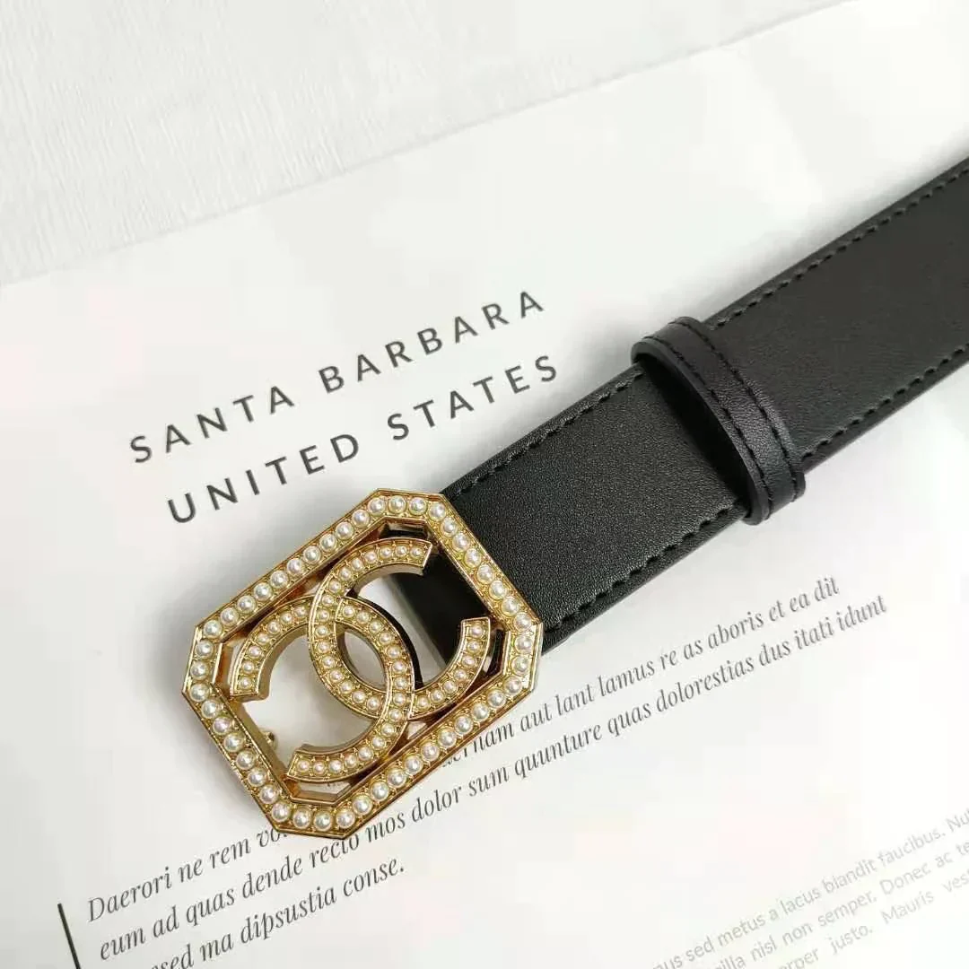2 colors fashion pearl square buckle leather belt 2 colors fashion pearl square buckle leather belt