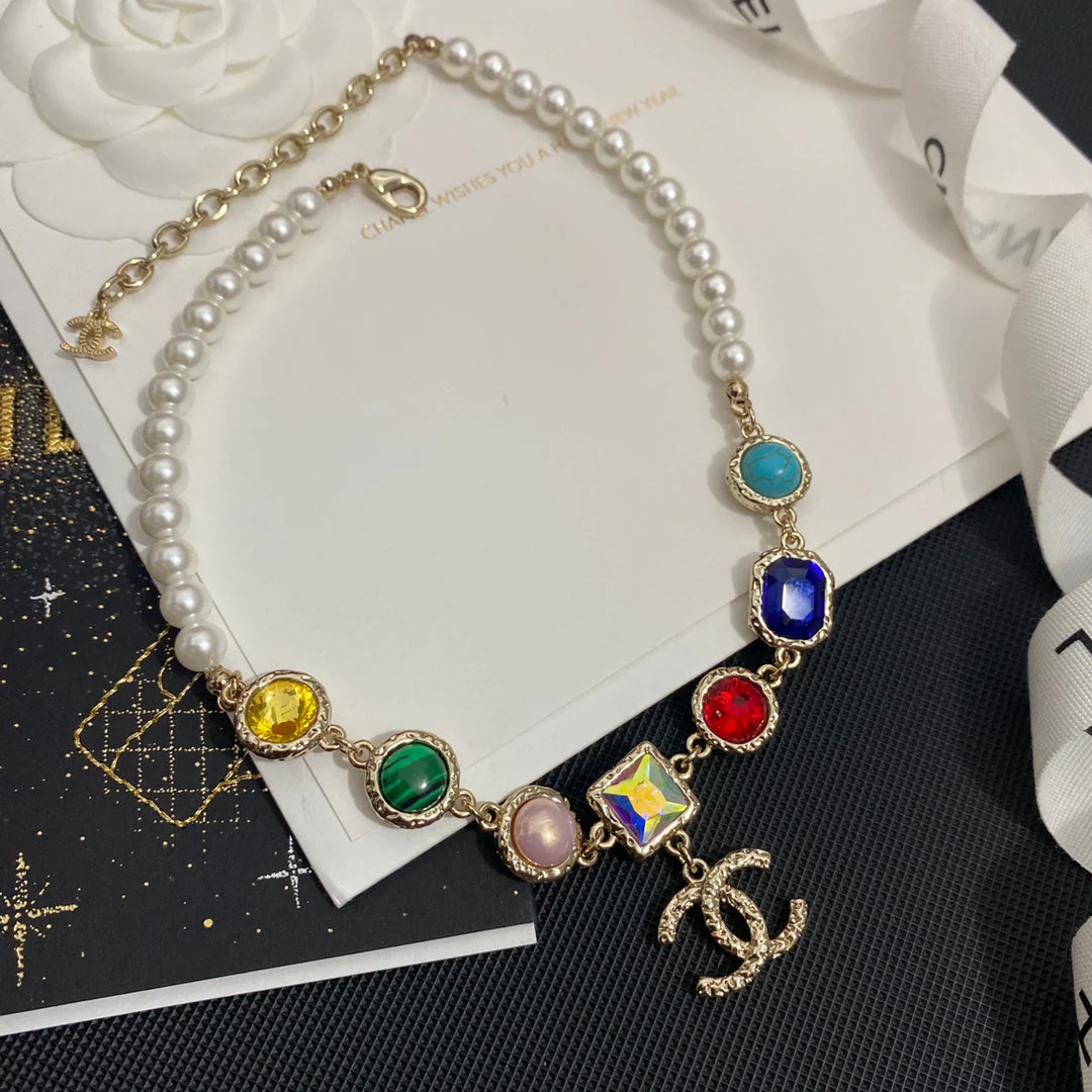 colorful crystal pendant pearl necklace colorful crystal pendant pearl necklace